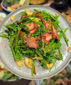 Rau bò khai xào ba chỉ gác bếp